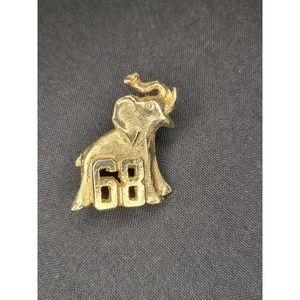 Small "68" Elephant Gold Tone Brooch "1in" Height